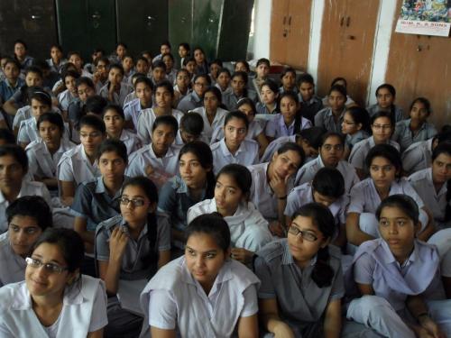 Girls of Govt. School, Delhi getting inspired by Avnish Sir motivational speech.