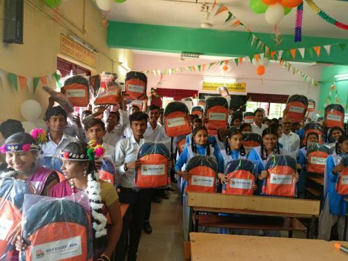 Bag distribution in Govt.school,Beloudi -durg